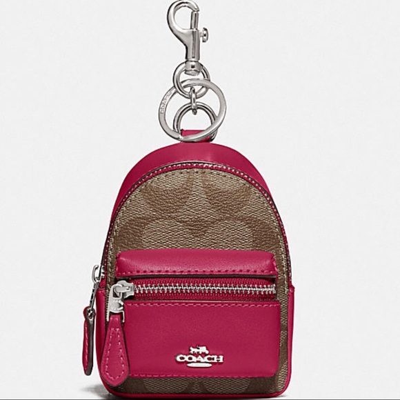 Coach 🌺 mini backpack coin case keychain NWT - Picture 2 of 15